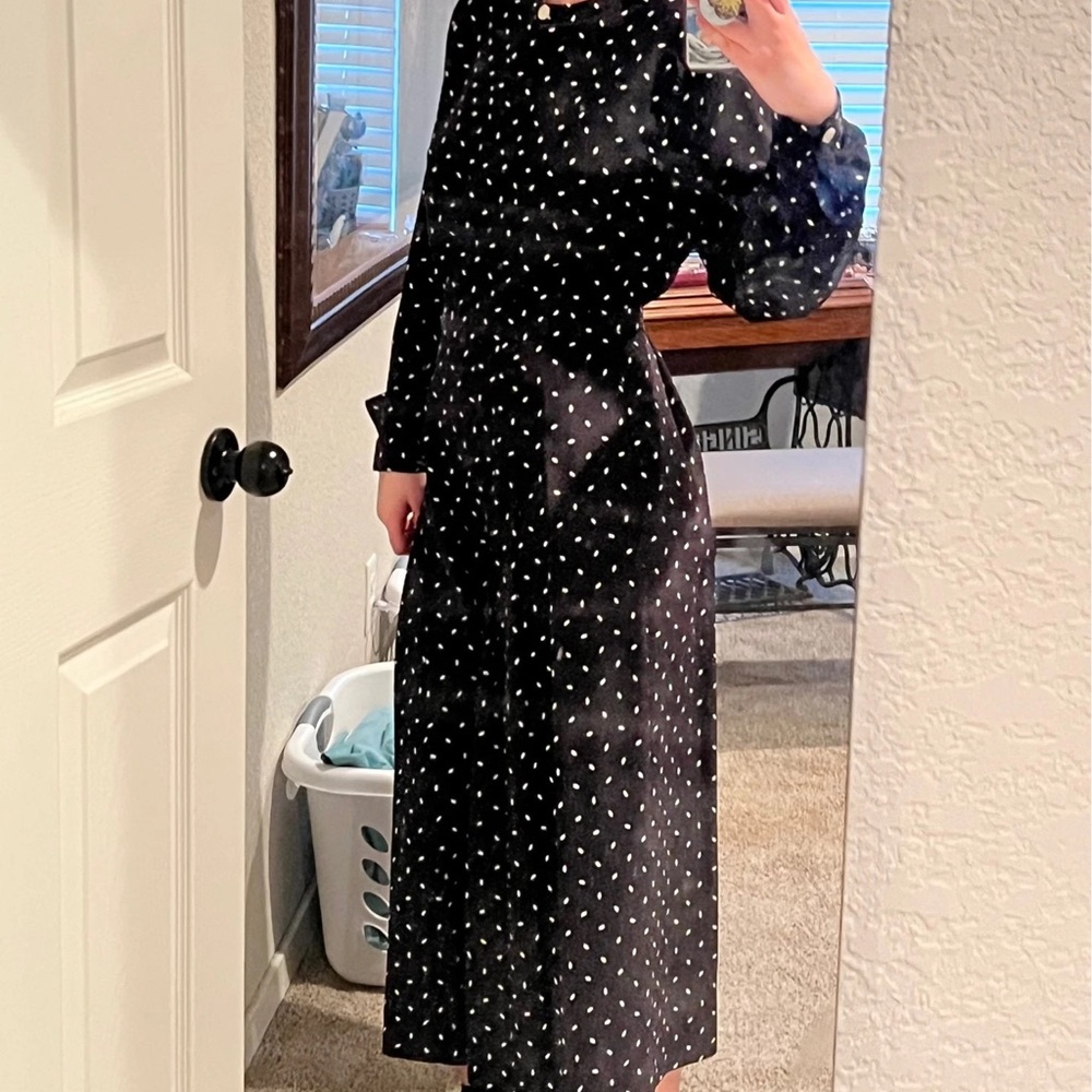Elegant Black Polka Dot Dress